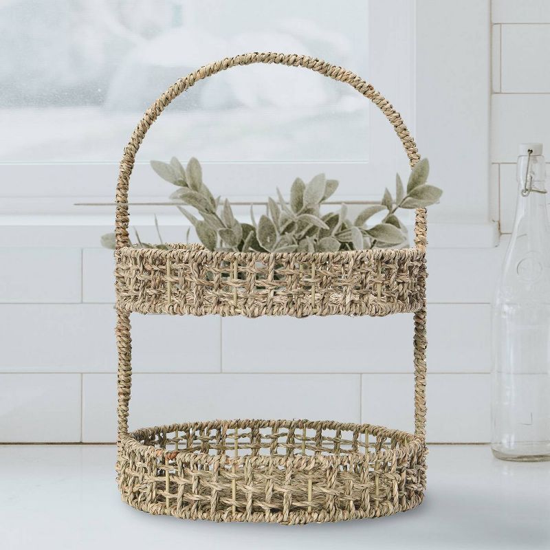 Household Essentials 2 Tier Tray Seagrass, 3 of 9