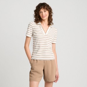 Lands' End Women's Short Sleeve Wide Rib Polo - 1 of 4