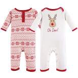Hudson Baby Infant Cotton Coveralls 2pk, Reindeer