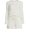 Lands' End Women's Cozy Brushed Rib 2 Piece Pajama Set - Long Sleeve Top and Shorts - 3 of 4