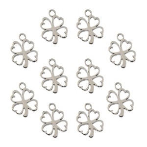 John Bead Sweet & Petite Charms 8.5x10.8mm Silver Clover, 10pcs - 1 of 4