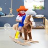 AZL1 Life Concept Rocker and Spring Horse Soft Plush Wooden Base with Handle Grip Traditional Toy Safe for Kids Toddlers, Brown, 29.1"*8.7"*18.9" - 2 of 4
