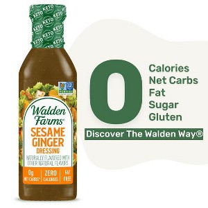 Walden Farms Sesame Ginger Dressing, 12 oz. Bottle, Fresh and Delicious Salad Topping, Sugar Free 0g Net Carbs Condiment, Sweet and Tangy (Pack of 2) - 1 of 4