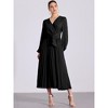 Allegra K Women's Elegant Pleated Cross V Neck Puff Sleeve Tie Waist A-Line Dress - 3 of 4