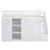 PAGED Twin Size Loft Bed Wooden Bed Frame with 2 Drawers, 2 Shelves, Wardrobes and Storage Stairs for Bedroom - 4 of 4