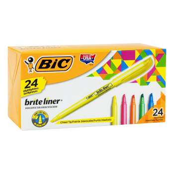BIC BriteLiner Chisel Tip Pocket Highlighter, Assorted Colors, Set of 24