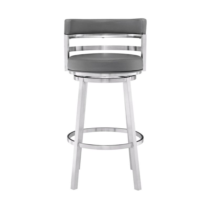 30&#34; Madrid Faux Leather Stainless Steel Barstool Gray - Armen Living, 3 of 9