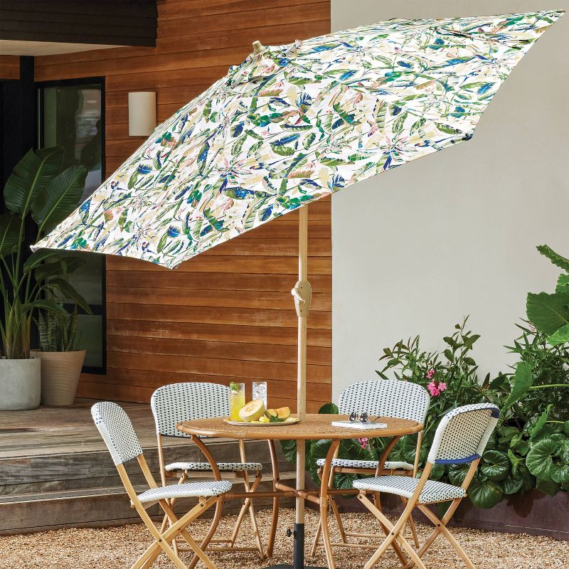  9' Round Outdoor Patio Market Umbrella with Light Wood Pole - Threshold™, 3 of 9