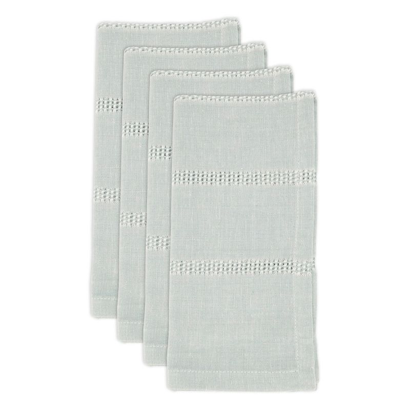 Saro Lifestyle Leno Stripe Elegance Napkin (Set of 4), Blue, 20"x20", 3 of 5