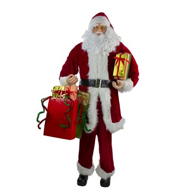 Northlight 6' Red and White Standing Santa Claus with Presents Christmas Figurine