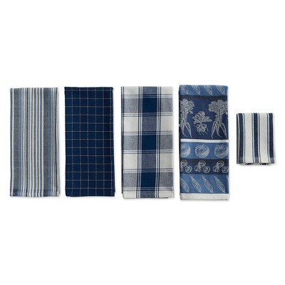 5pc Cotton Kitchen Set Blue - Design Imports