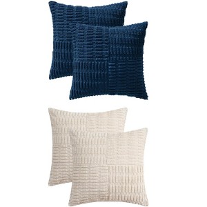 REGALWOVEN 4 Pcs Solid Corduroy Soft Decorative Throw Pillow Covers for Modern Farmhouse Home Decor 18 x 18 Inch - 1 of 4
