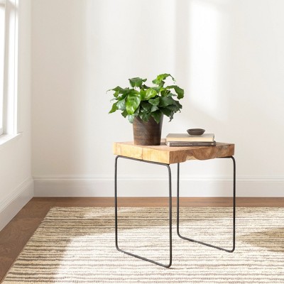 Handmade Gray Wool and Cotton Striped Rectangular Rug