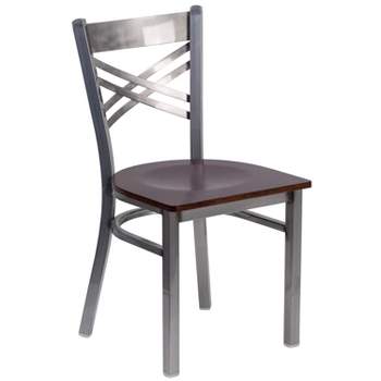 Flash Furniture Clear Coated ''X'' Back Metal Restaurant Chair