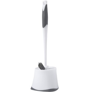 Clorox Toilet Plunger and Bowl Brush Combo Set with Caddy, 6.75" x 7" x 19.5", white/gray, pack of 2 - 1 of 4