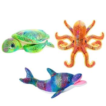 Dazmers Sea Stuffed Animals Set of 3 - Octopus, Dolphin & Sea Turtle Plush Toys