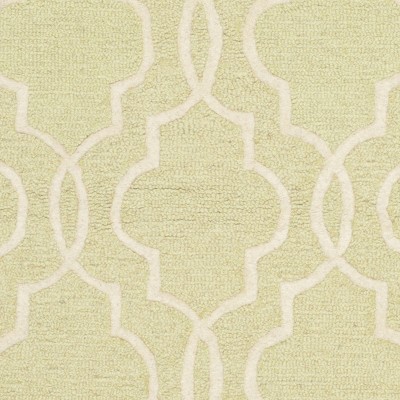 Ivory and Light Green Hand-Tufted Wool Area Rug 3' x 5'