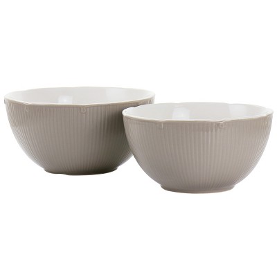 Martha Stewart 2 Piece Stoneware Serving Bowl Set in Taupe