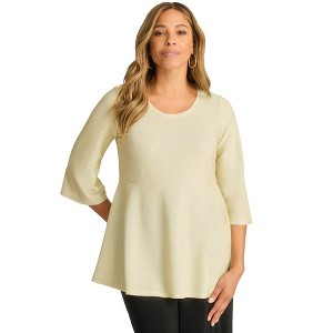 Jessica London Women's Plus Size Shimmer Peplum Top - 1 of 4