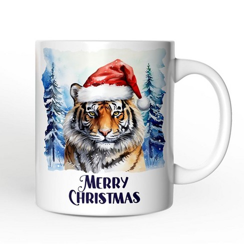 Tiger with Santa Hat Mug, Winter Forest Christmas Gift (Non-Custom Only)| OrnamentallyYou - image 1 of 4