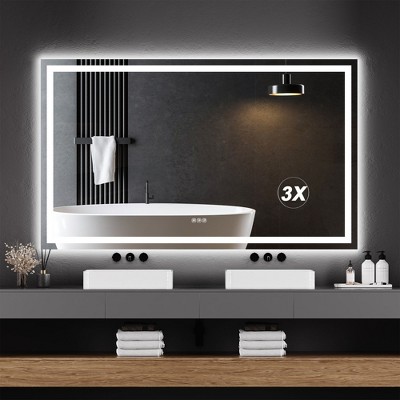 LED Bathroom Mirror – Dimmable, Anti-Fog, Front & Backlit Vanity Mirror with Memory Function