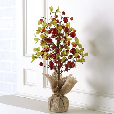 Lakeside Miniature Faux Pumpkin Tree with Rattan Freestanding Base for Indoors