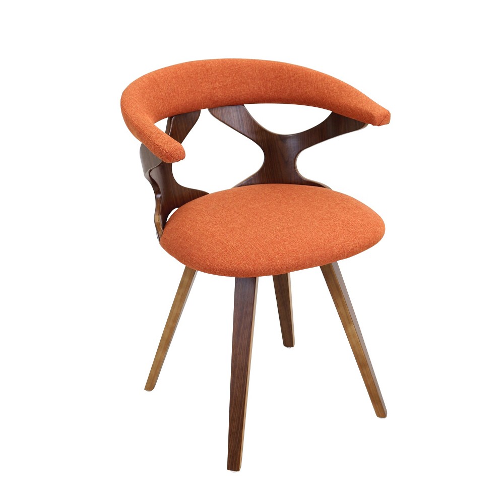 Photos - Chair Gardenia Mid-Century Modern Dining Accent  with Swivel Orange/Walnut