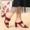Allegra K Women's Faux Suede Opened Toe Block Heeled Slide Sandals - 2 of 4