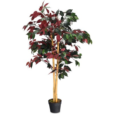 Tangkula Artificial Capensia Bush Home Decoration 4 Feet Red Green Leaves
