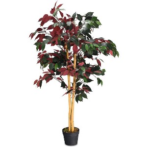 Tangkula Artificial Capensia Bush Home Decoration 4 Feet Red Green Leaves - 1 of 4