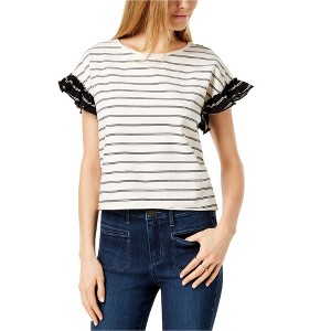maison Jules Womens Ruffle Embellished T-Shirt - 1 of 1
