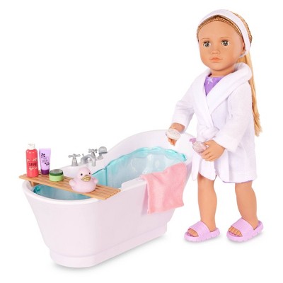 Our Generation Bubbly Bathtime Bathtub with Water Sounds Dollhouse Accessory Set for 18&#39;&#39; Dolls