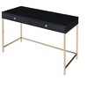 CAVINAS Glossy Gold Finish Writing Desk with 2 Drawers,Modern Home Office Desk w/Metal Legs and Luxe Design (20" Storage) - 2 of 4