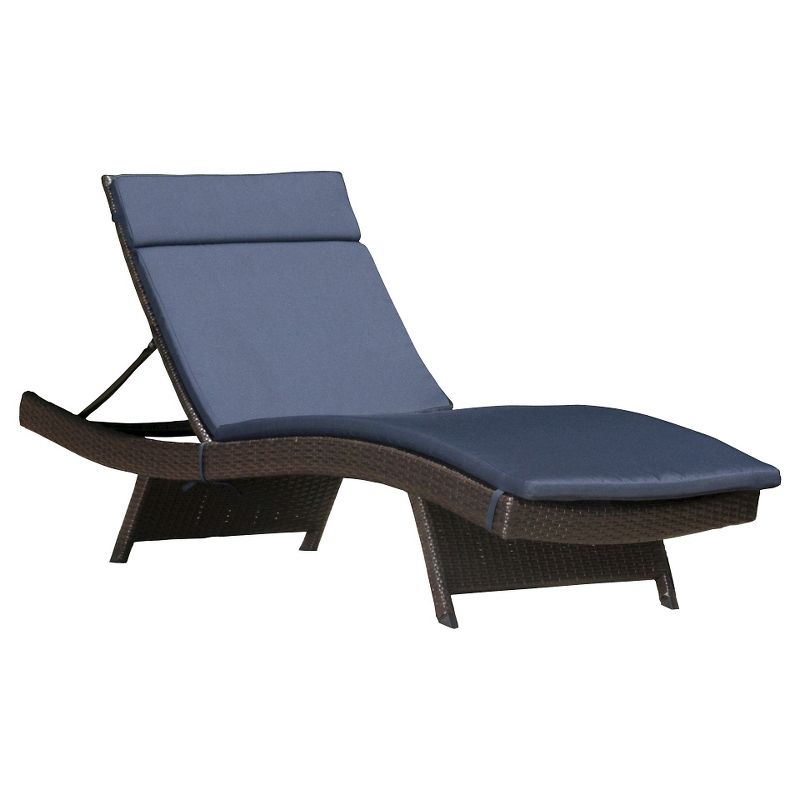Salem Brown Wicker Adjustable Chaise Lounge - Navy - Christopher Knight Home, 3 of 6