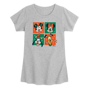 Girls' - Disney - Mickey And Friends Christmas Grid Short Sleeve Graphic T-Shirt - 1 of 2