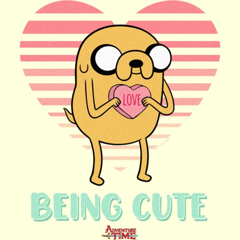 Men's Adventure Time Valentine's Day Jake Being Cute T-Shirt, 2 of 5