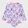 Baby Girls' Disney Minnie & Daisy Long Sleeve One Piece Rash Guard - Pink - 2 of 3