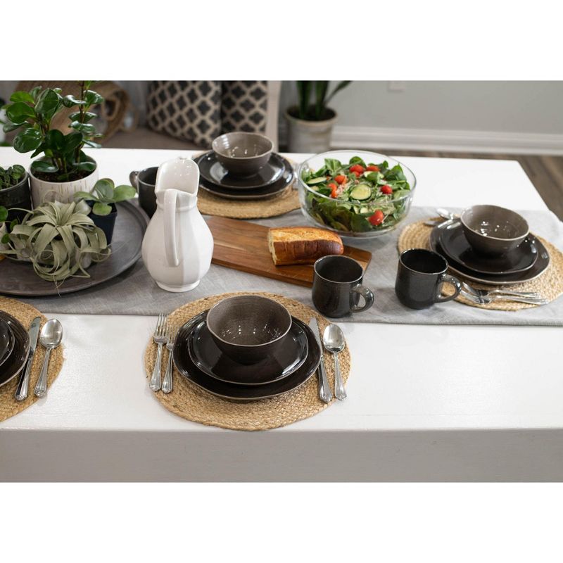 Elanze Designs 16-Piece Reactive Glaze Ceramic Stoneware Dinnerware - Service for 4, Mocha Grey Ombre, 5 of 7