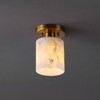 JONATHAN Y Jules 5.13" 1-Light Modern Contemporary Alabaster/Iron Cylinder LED Semi Flush Mount: ETL Listed, Mid-Century Style - 2 of 4