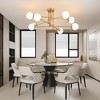 POWLIG 8 - Light Sputnik Modern Linear Chandelier With Milky White Glass Shade - 4 of 4