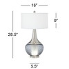 360 Lighting Courtney Modern Table Lamp 28 1/2" Tall Fluted Smoked Glass with Nightlight White Linen Drum Shade for Bedroom Living Room Nightstand - 4 of 4