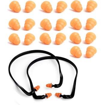 Quality Plugs 2 Banded Ear Plugs with 10 Pairs of Replacement Pods - Reusable Ear Protectors for, Construction, Hunting, Wood Working