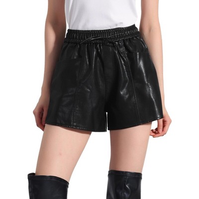 Allegra K Women's Faux Leather High Waisted PU Shorts