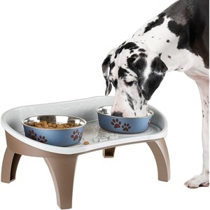 Dog Bowl Stand - 8.5 Inch Tall Feeding Tray for Dogs and Cats, Dog Bowl Stands for Large Dogs with Splash Guard and Non-Skid Feet by Petmaker (Brown) - 1 of 1