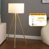 64" - 47"H Adjustable Height Brass/Shiny Gold Modern Tripod Floor Lamp for Living Room, Standing Lamp for Bedroom - 2 of 4