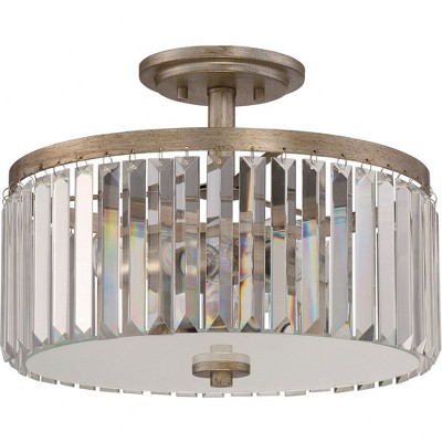 Vintage Gold Mirage Crystal Semi-Flush Mount Light