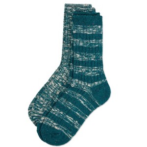 Memoi Women's 2 Pair Pack Mixed Stripe Crew Socks - 1 of 2