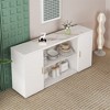 Storage Sideboard, Accent Cabinet, Wooden Side Cabinet, With Glass Doors, Sideboard Buffet Server Cabinet For Living Room - 2 of 4