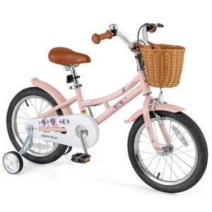 Costway 16'' Kids Bike w/Height Adjustable Handlebar Seat Basket Bell Training Wheels - 1 of 4