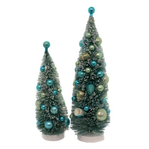 Cody Foster 14 0 Blue Decorated Bottle Brush Trees Putz Village